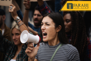woman on a megaphone